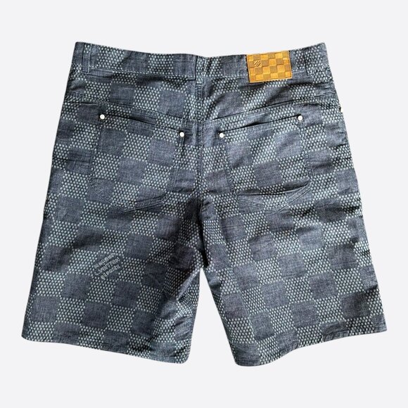 Louis Vuitton Blue Damier Denim Shorts - Picture 2 of 8
